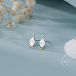 Silly Duck Stud Earrings in Sterling Silver, Extra Tiny, Bird Earrings,Two Tone Duck Earrings, Cute Duck Earrings