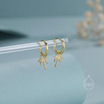 Sterling Silver Palm Tree Huggie Hoops, Silver or Gold or Rose Gold, Detachable Palm Tree Hoop Earrings, Coconut Tree Charm Dangle Earrings,