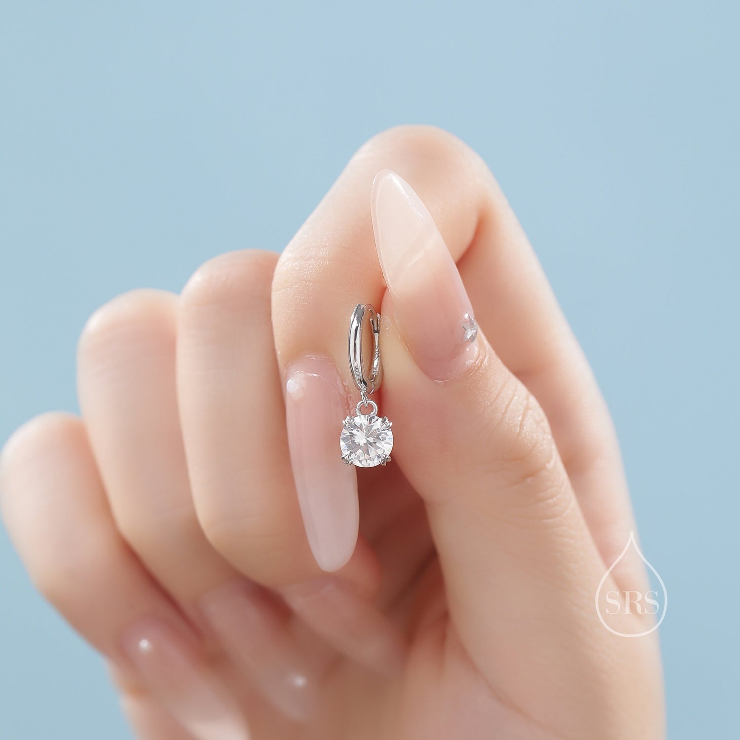Double Prong CZ Huggie Hoop in Sterling Silver, Silver or Gold or Rose Gold, Minimalist Simple Hoop Earrings, CZ Hoops