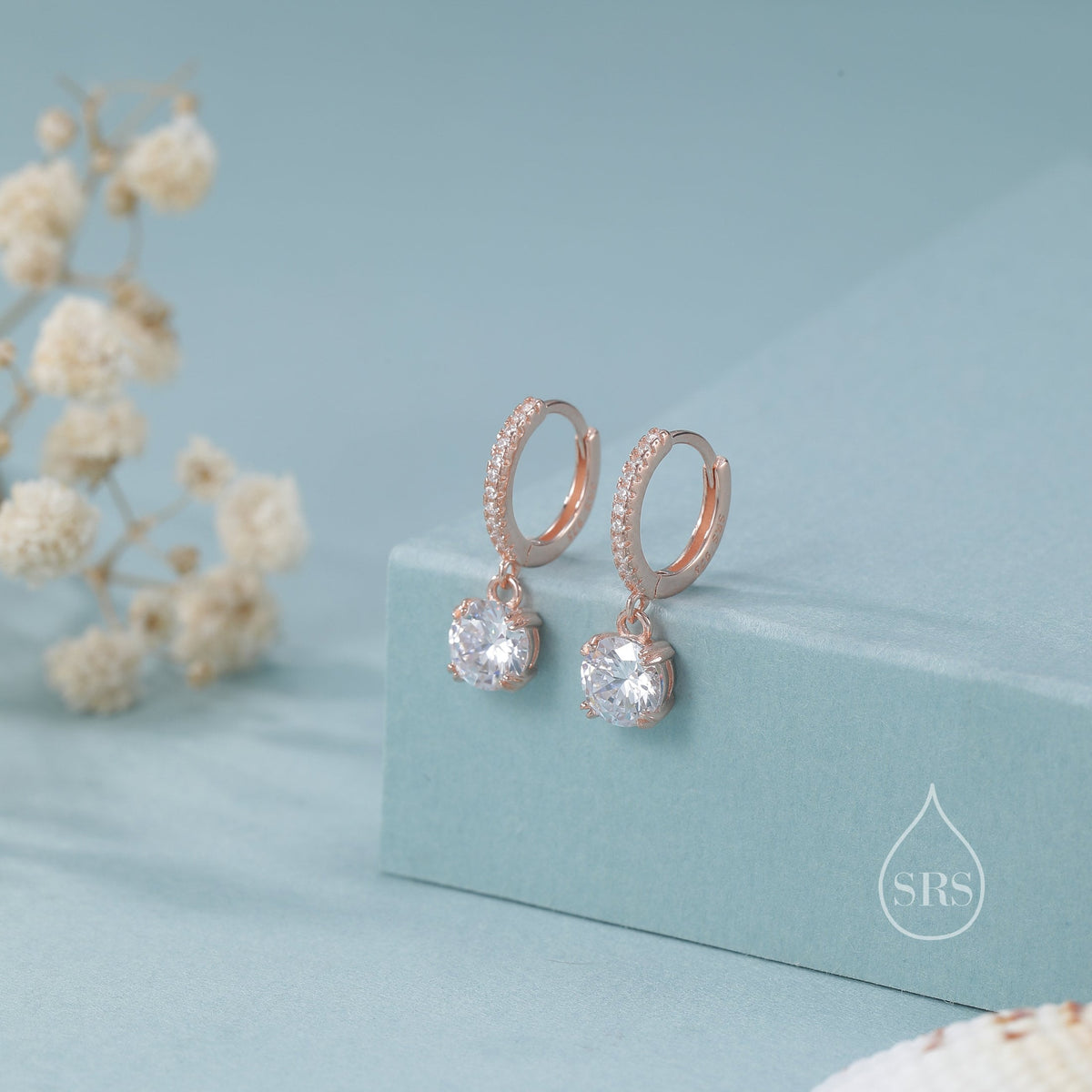 Double Prong Sparkly CZ Huggie Hoop in Sterling Silver, Silver or Gold or Rose Gold, Minimalist Simple Hoop Earrings, CZ Hoops