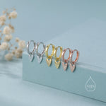 Sterling Silver Heart Huggie Hoops, Silver or Gold or Rose Gold, Detachable Tiny Heart Hoop Earrings, Heart Charm Dangle Earrings,
