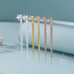 Starburst Dangle Drop Stud Earrings in Sterling Silver with Sparkle Tassels, Silver or Gold or Rose Gold, Tiny North Star Dangle Earrings
