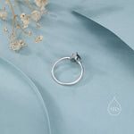 1 Carat Pear Cut Moss Agate Classic Single Stone Engagement Ring in Sterling Silver, Droplet Moss Agate Ring, US 5-8
