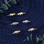 Triceratops Dinosaur Fossil Stud Earrings in Sterling Silver, Silver, Gold or Rose Gold, Quirky Dino Stud, Tiny Dino Stud