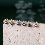 Genuine Freshwater Pearl with Marquise CZ Stud Earrings in Sterling Silver, Delicate Tiny Pearl and CZ Earrings, Genuine Pearls.