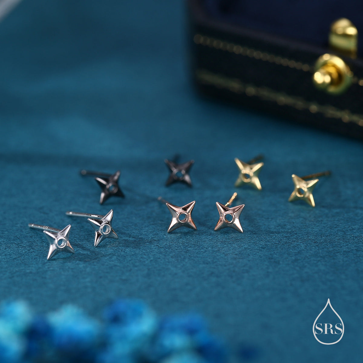 Ninja Shuriken Star Stud Earrings in Sterling Silver, Silver, Gold or Rose Gold, Tiny Ninja Star Stud