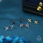 Ninja Shuriken Star Stud Earrings in Sterling Silver, Silver, Gold or Rose Gold, Tiny Ninja Star Stud