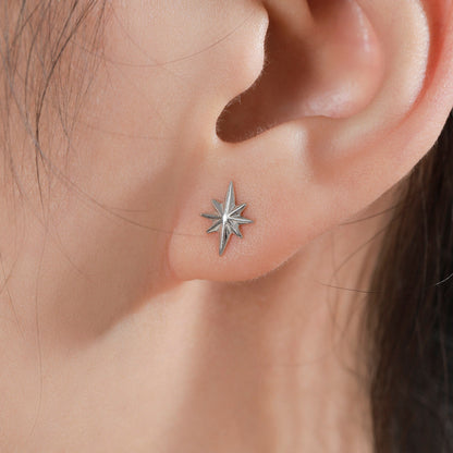 Tiny Starburst Stud Earrings in Sterling Silver, Delicate North Star Earrings, Silver, Gold or Rose Gold, Star Earrings, Celestial Earrings