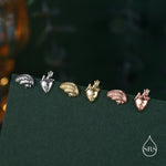 Sterling Silver Anatomical Heart and Brain Mismatched 18G Screw Back Earrings