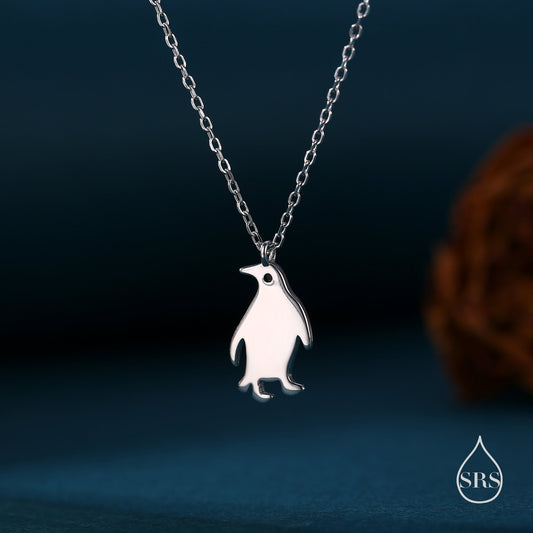 Cute Little Penguin Pendant Necklace in Sterling Silver, Silver or Gold or Rose Gold, Penguin Necklace in Silver