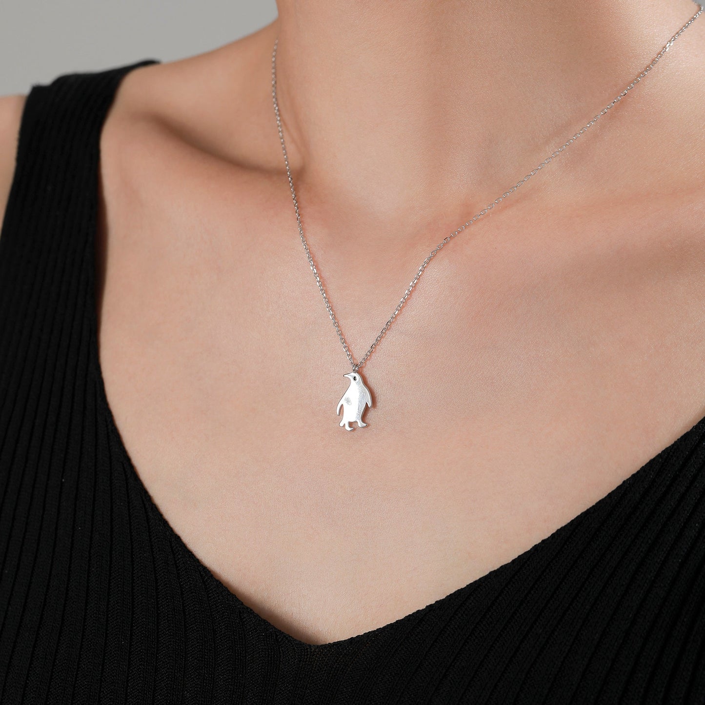 Cute Little Penguin Pendant Necklace in Sterling Silver, Silver or Gold or Rose Gold, Penguin Necklace in Silver