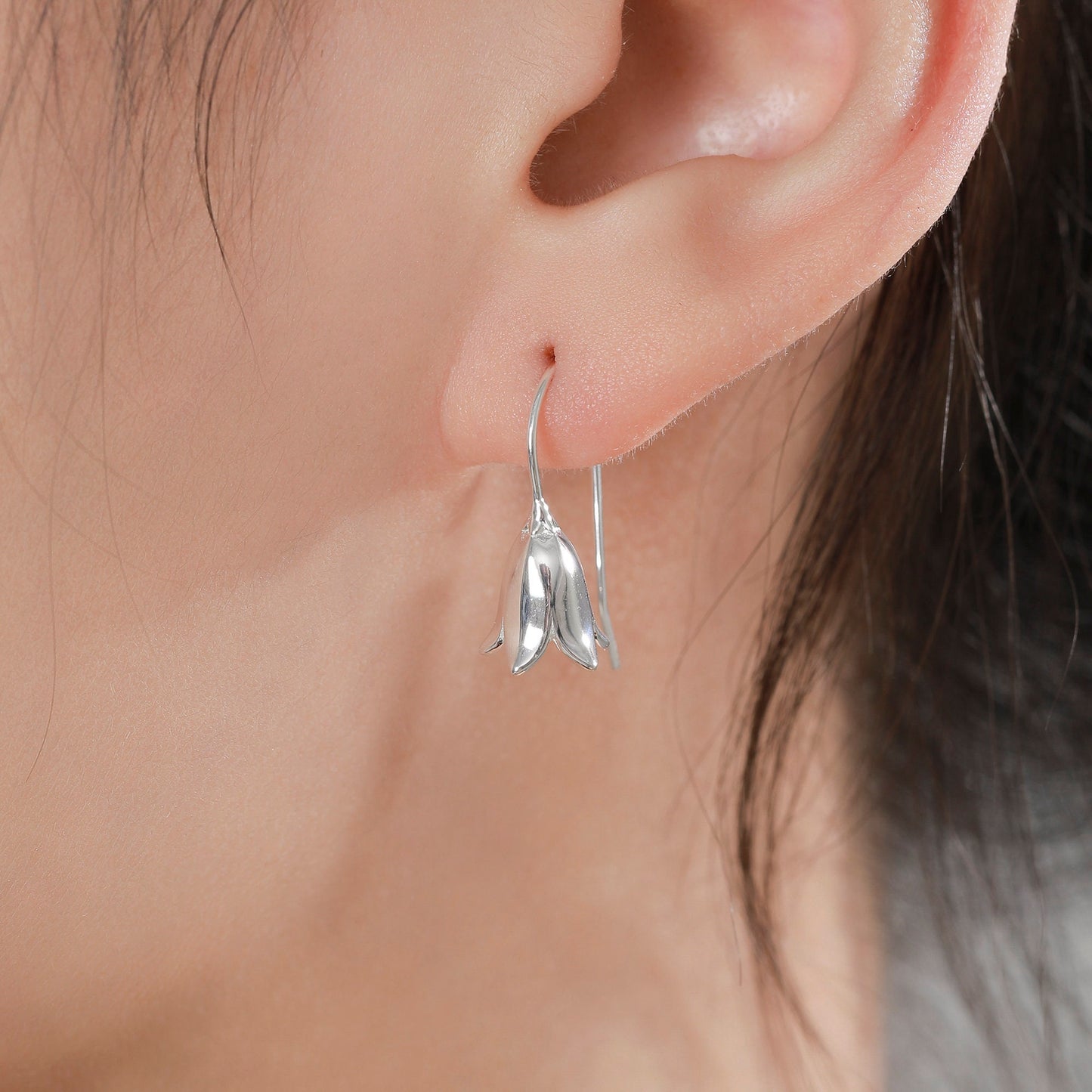 Sterling Silver Delicate Bluebell Flower Drop Earrings, Dainty Dangle Bluebell Flower Earrings, Snowdrop Earrings, Spring Flowers