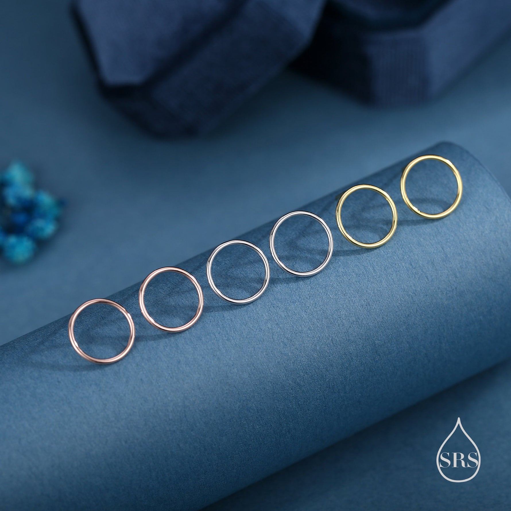 Sterling Silver Minimalist Open Circle Stud Earrings in Sterling Silver - Silver, Gold or Rose Gold Finish, Minimalist Geometric Design