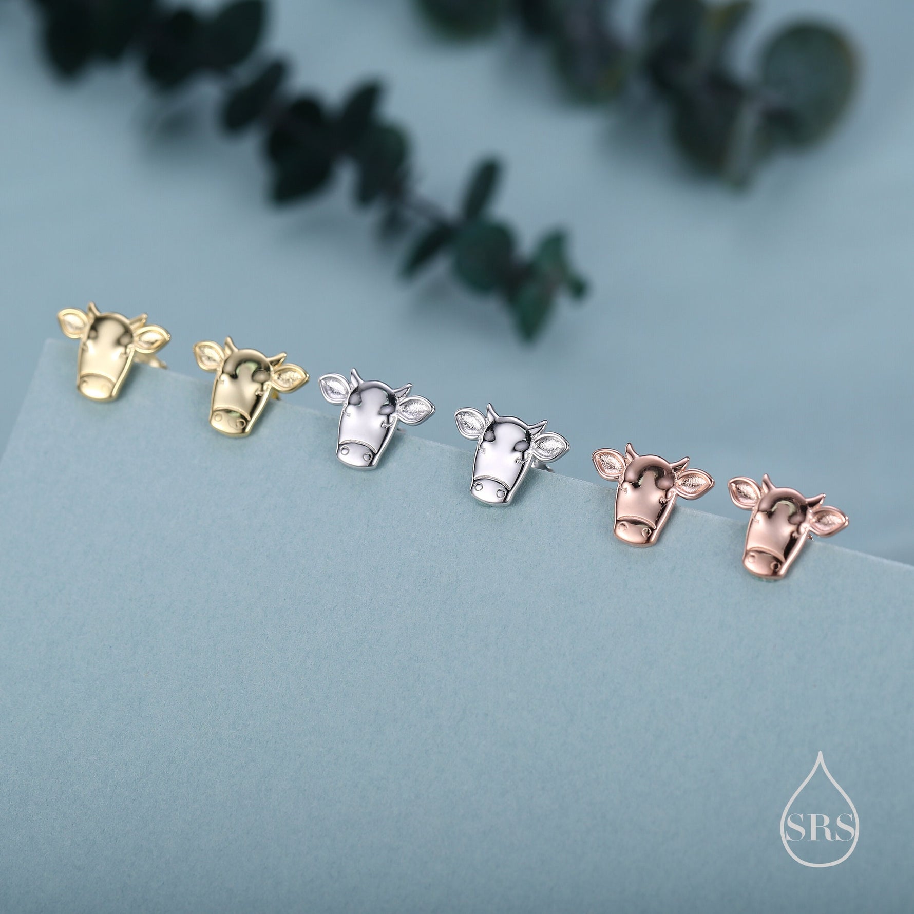Bull Stud Earrings in Sterling Silver - Cute Farm Animal Stud Earrings - Cute Cow Stud Earrings