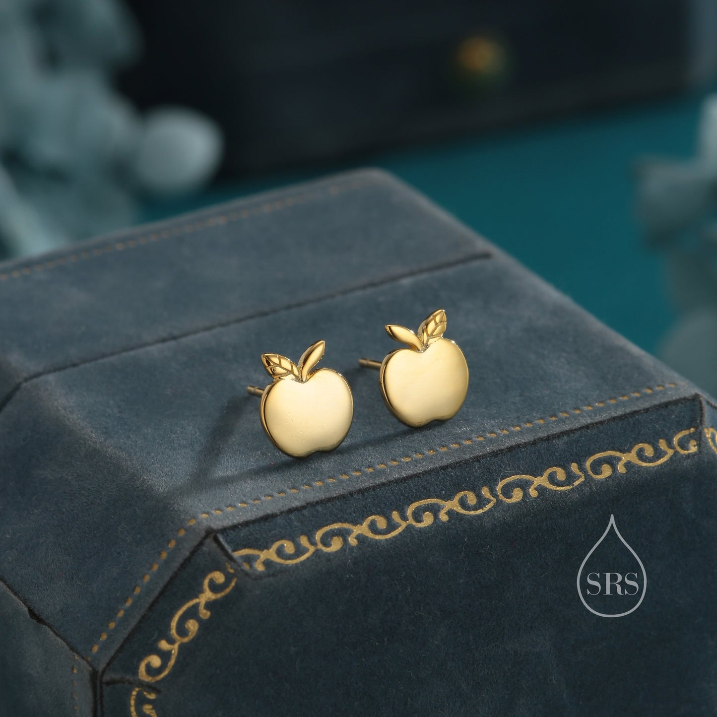 Apple Stud Earrings in Sterling Silver, Silver or Gold or Rose Gold, Tiny and Delicate Apple Earrings