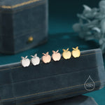 Apple Stud Earrings in Sterling Silver, Silver or Gold or Rose Gold, Tiny and Delicate Apple Earrings
