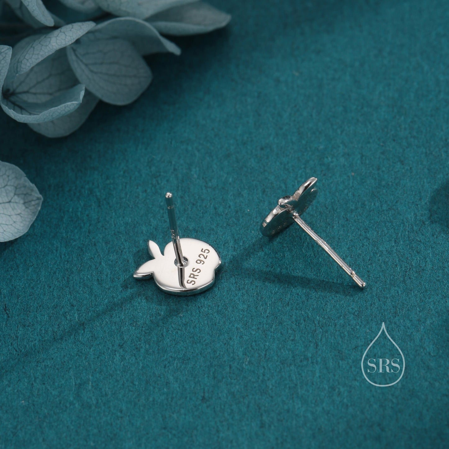 Apple Stud Earrings in Sterling Silver, Silver or Gold or Rose Gold, Tiny and Delicate Apple Earrings