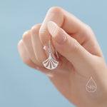 Art Deco Fan Drop Hook Earrings in Sterling Silver, Silver or Gold or Rose Gold, Tiny and Delicate Fan Earrings, Art Deco Style