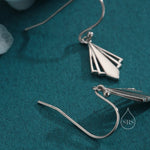 Art Deco Inspired Small Rhombus Drop Earrings in Sterling Silver, Silver or Gold or Rose Gold, Delicate Triangle Rhombus Earrings