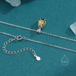 Olive Green CZ Pear Cut Pendant Necklace in Sterling Silver, 7 x 9mm, Green Droplet necklace, Diamond CZ