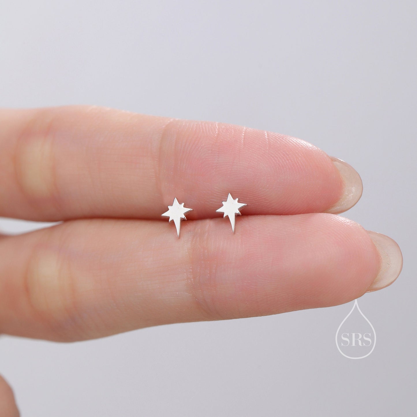 Barely Visible Starburst Stud Earrings in Sterling Silver, Silver, Gold or Rose Gold, Star Earrings, Sunburst Earrings, Celestial Jewellery