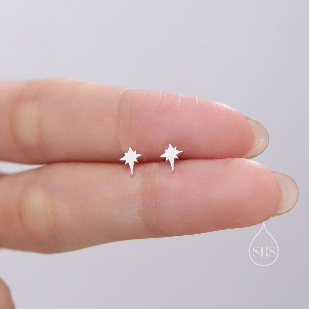 Barely Visible Starburst Stud Earrings in Sterling Silver, Silver, Gold or Rose Gold, Star Earrings, Sunburst Earrings, Celestial Jewellery