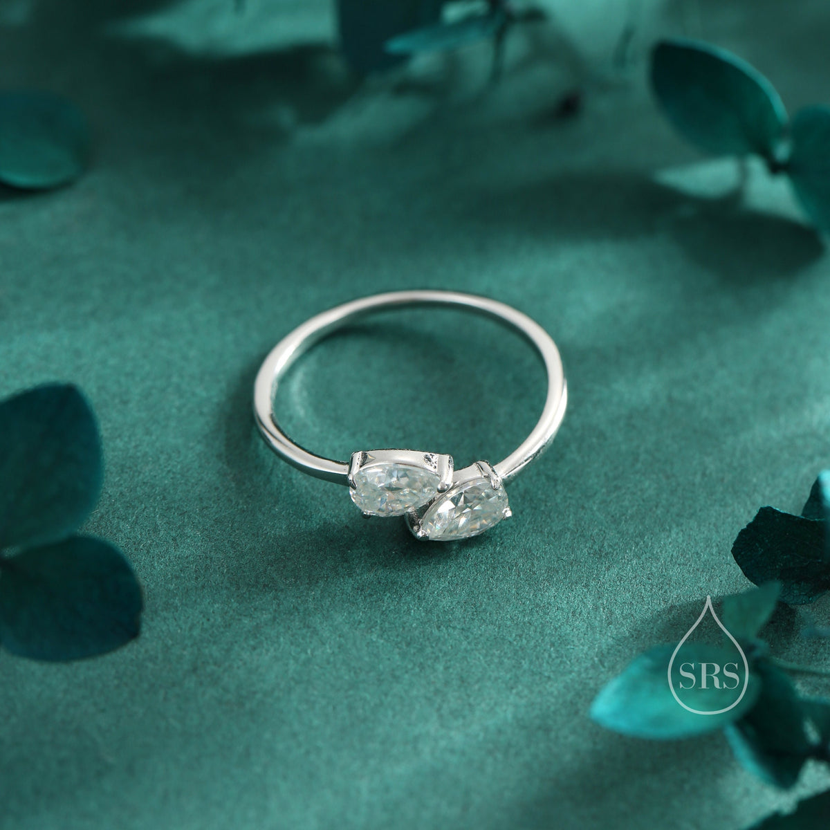 Toi et Moi Pear Cut Moissanite Open Ring