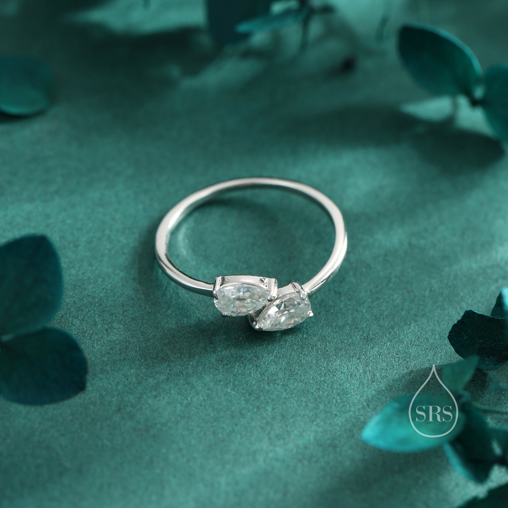 Toi et Moi Pear Cut Moissanite Open Ring