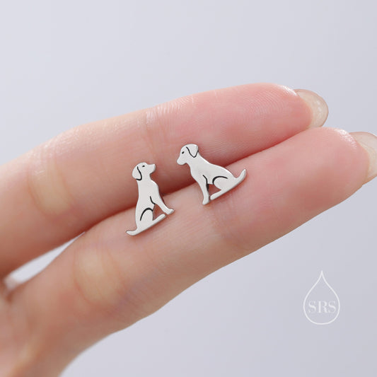 Tiny Labrador Dog Stud Earrings in Sterling Silver, Puppy Earrings, Silver, Gold or Rose Gold, Nature Inspired Animal Earrings