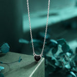 Genuine Black Onyx Heart Pendant Necklace in Sterling Silver, Silver or Gold, Natural Black Onyx Necklace