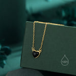 Genuine Black Onyx Heart Pendant Necklace in Sterling Silver, Silver or Gold, Natural Black Onyx Necklace