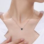 Genuine Black Onyx Heart Pendant Necklace in Sterling Silver, Silver or Gold, Natural Black Onyx Necklace