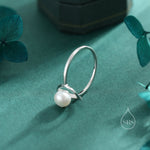 Sterling Silver Mobius Pearl Ring, Natural Freshwater Pearl, Small Mobius Pearl Ring, US Size 5 6 7 8, Genuine Pearl Ring