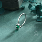 Toi et Moi Pear Cut Emerald Green CZ Open Ring in Sterling Silver, Adjustable Size, Green Cubic Zirconia Double Stone Ring, Pear Cut Ring