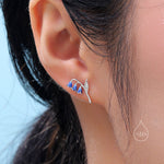 Sterling Silver Bluebell Flower Stud Earrings with Enamel, Dainty Dangle Bluebell Flower Earrings, Snowdrop Earrings, Spring Flowers