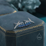 Sterling Silver Bluebell Flower Stud Earrings with Enamel, Dainty Dangle Bluebell Flower Earrings, Snowdrop Earrings, Spring Flowers