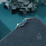 Sterling Silver Bluebell Flower Stud Earrings with Enamel, Dainty Dangle Bluebell Flower Earrings, Snowdrop Earrings, Spring Flowers