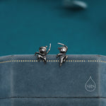 Mismatched Ninja Stud Earrings in Sterling Silver, Silver or Gold or Rose Gold or Black, Asymmetric Ninja Earrings, Japanese Style Stud