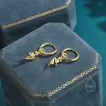 Bat Wing Huggie Hoop Earrings in Sterling Silver, Silver or Gold or Rose Gold, Demon Wing Earrings, Devil Wing Earrings, Detachable