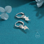 Bat Wing Huggie Hoop Earrings in Sterling Silver, Silver or Gold or Rose Gold, Demon Wing Earrings, Devil Wing Earrings, Detachable