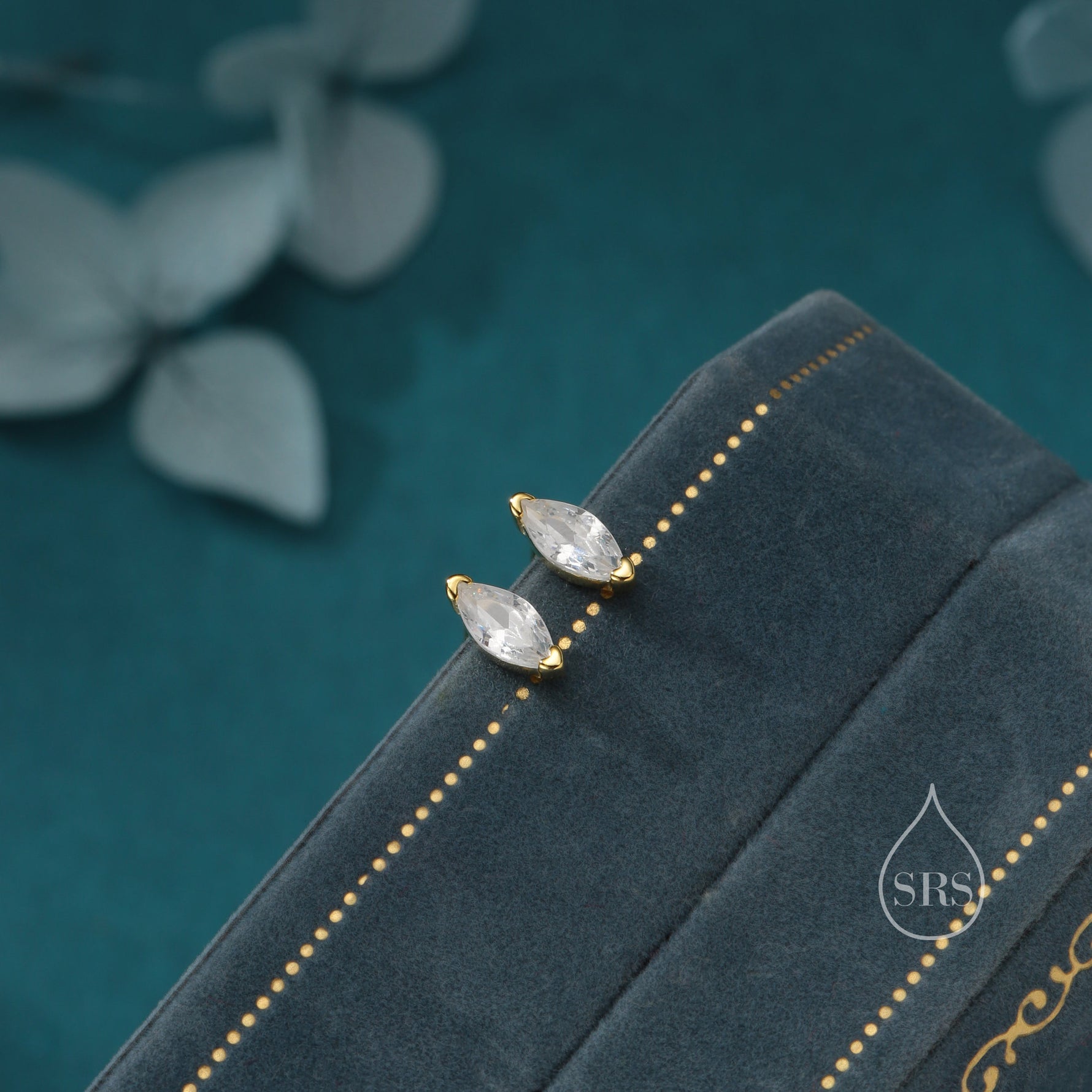 Sterling Silver Marquise CZ Stud Earrings, Simulated Diamond Stud, Minimalist Geometric Design, April Birthstone