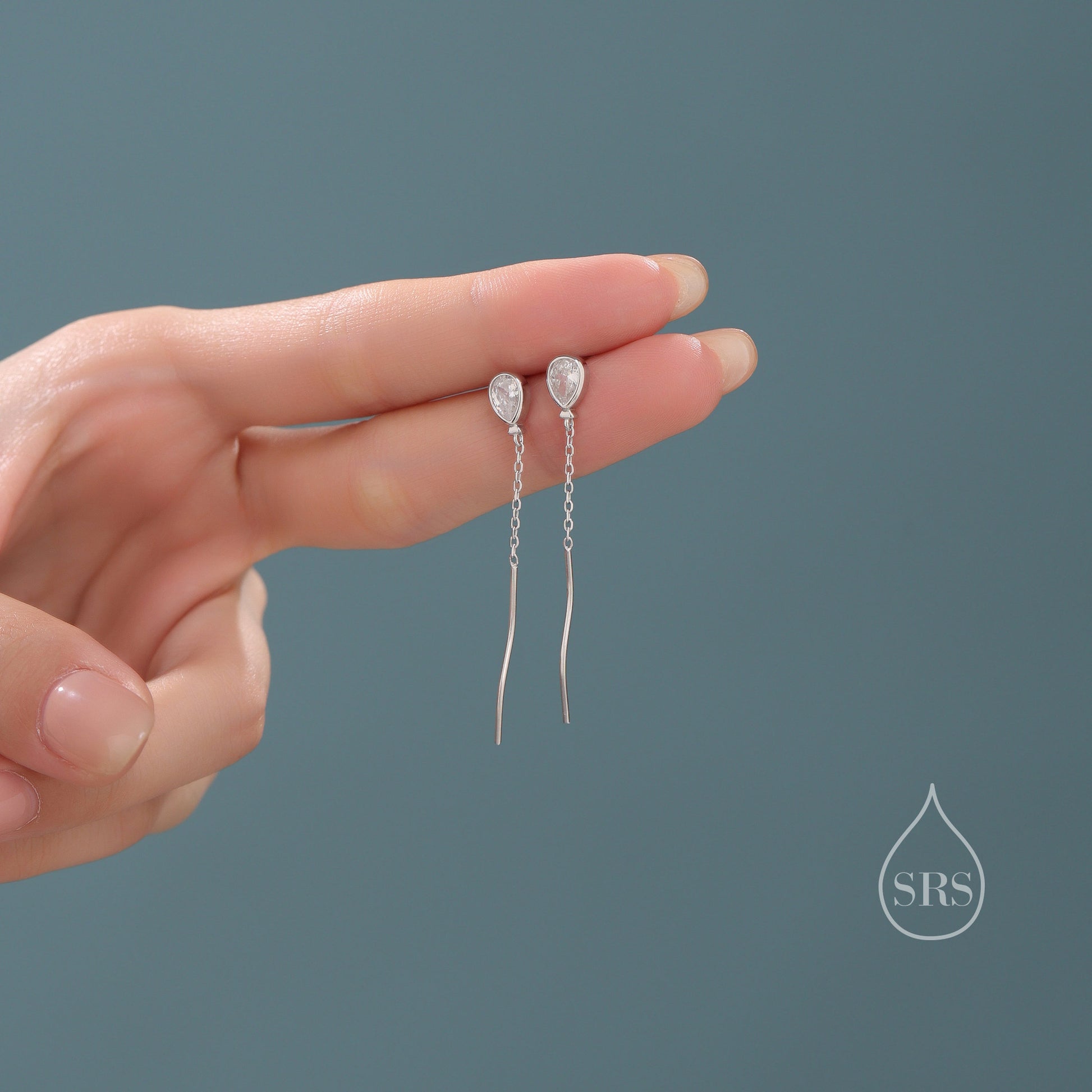 Sterling Silver Balloon Dangle Stud Earrings, Silver or Gold, Clear CZ Balloon Earrings, Cute and Quirky Design