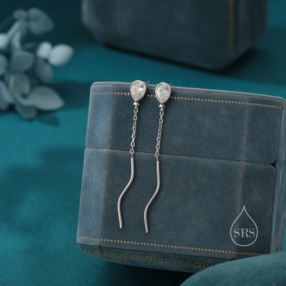 Sterling Silver Balloon Dangle Stud Earrings, Silver or Gold, Clear CZ Balloon Earrings, Cute and Quirky Design