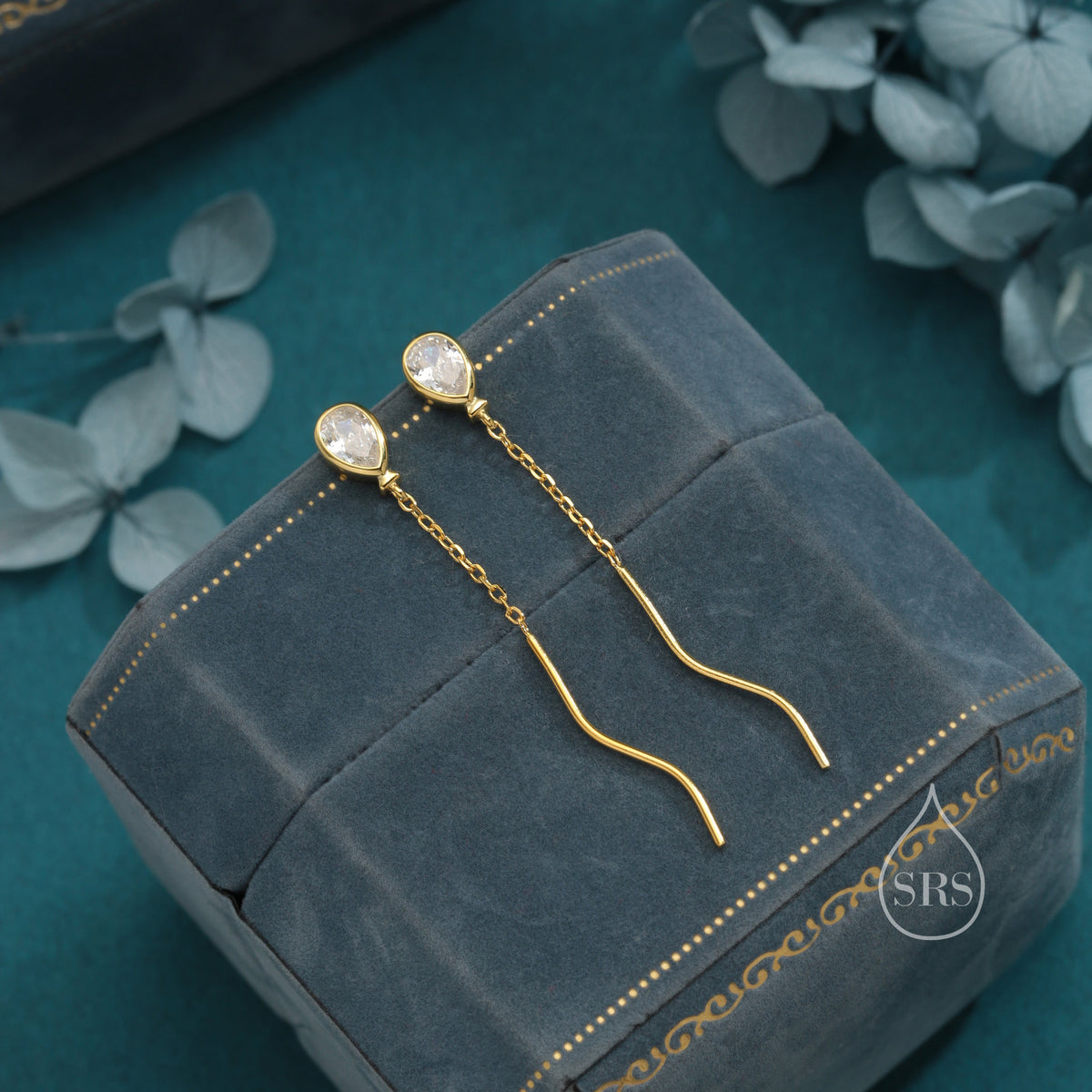 Sterling Silver Balloon Dangle Stud Earrings, Silver or Gold, Clear CZ Balloon Earrings, Cute and Quirky Design