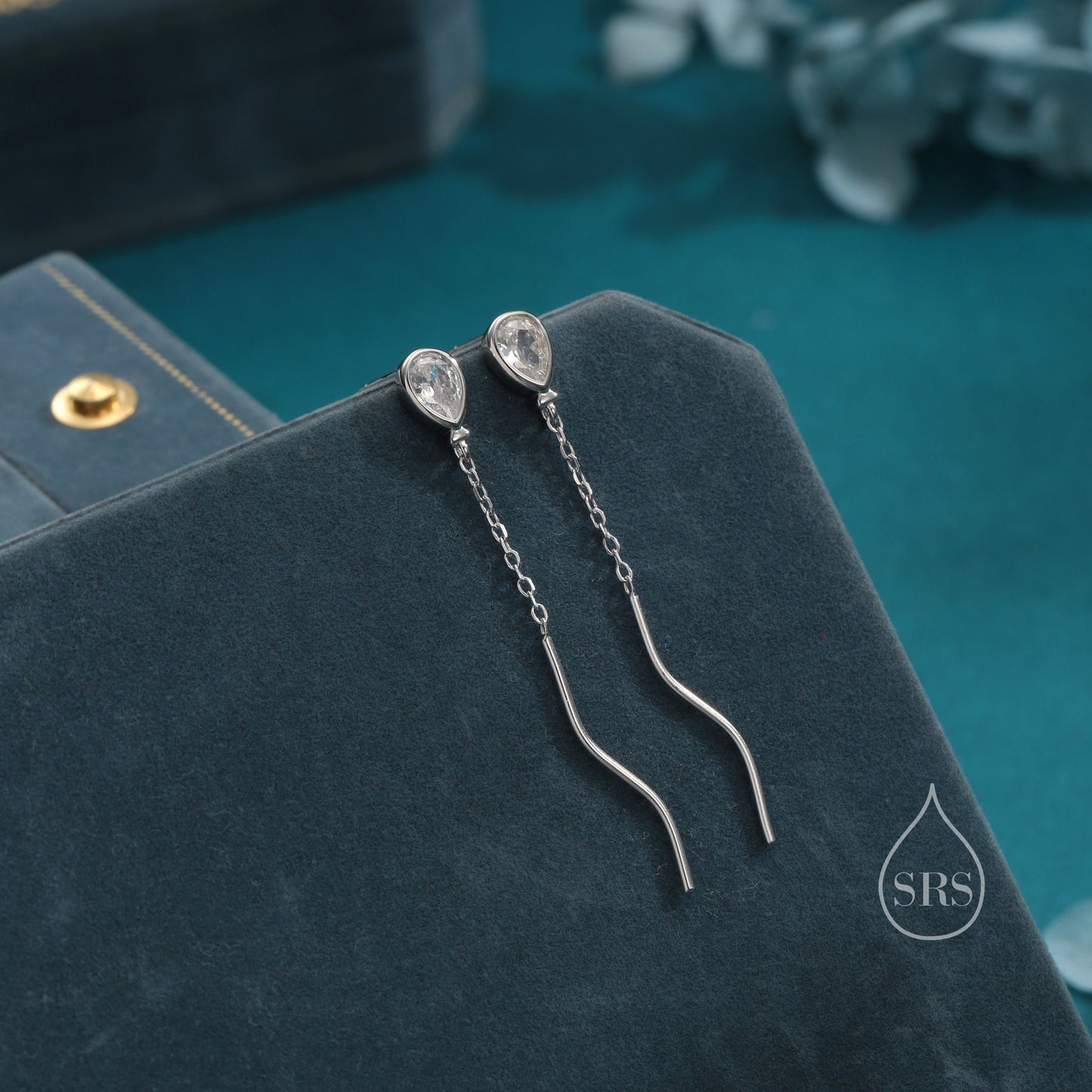 Sterling Silver Balloon Dangle Stud Earrings, Silver or Gold, Clear CZ Balloon Earrings, Cute and Quirky Design