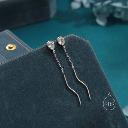 Sterling Silver Balloon Dangle Stud Earrings, Silver or Gold, Clear CZ Balloon Earrings, Cute and Quirky Design