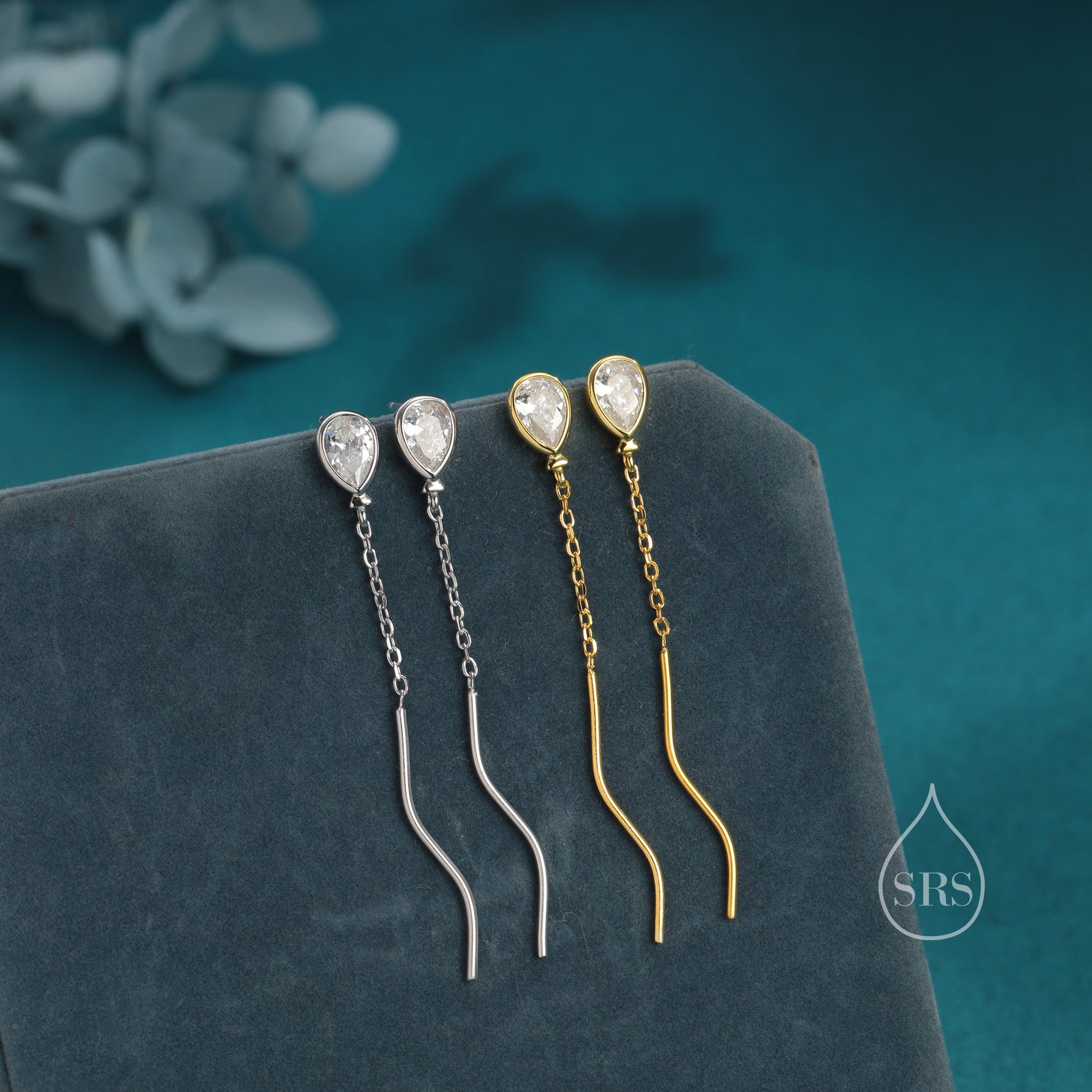 Sterling Silver Balloon Dangle Stud Earrings, Silver or Gold, Clear CZ Balloon Earrings, Cute and Quirky Design