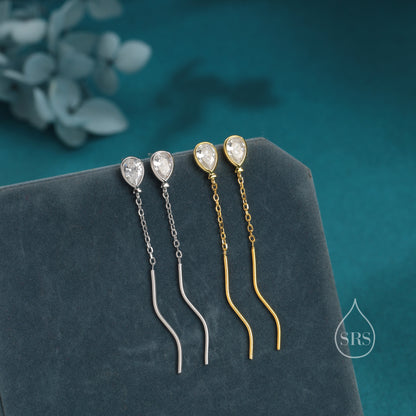 Sterling Silver Balloon Dangle Stud Earrings, Silver or Gold, Clear CZ Balloon Earrings, Cute and Quirky Design