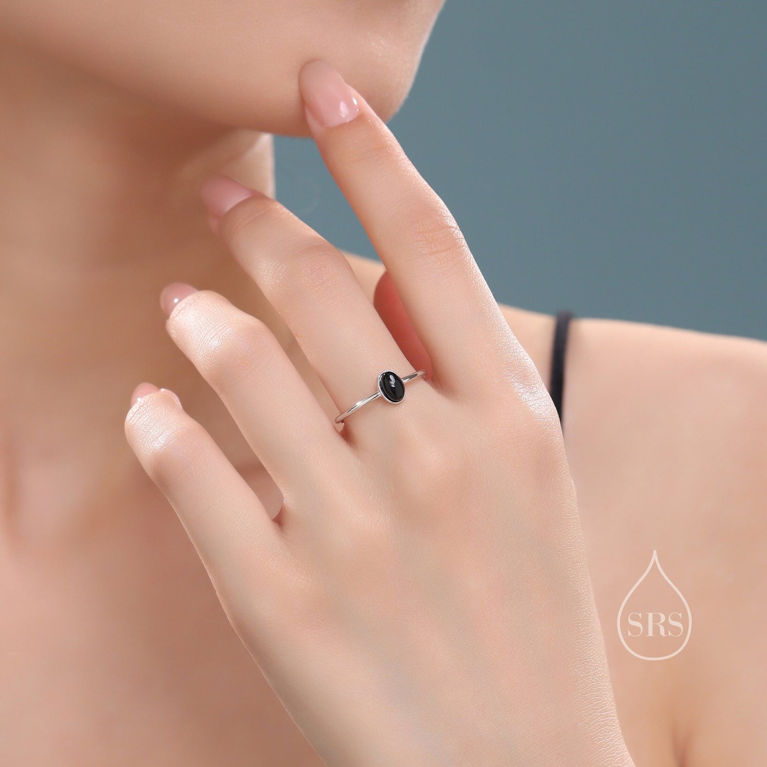 Oval Black Onyx Bezel Gemstone Ring