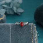 Red Onyx Oval Ring in Sterling Silver, US 5 - 8, Delicate Red Onyx Stone Ring, Natural Red Carnelian Onyx Ring